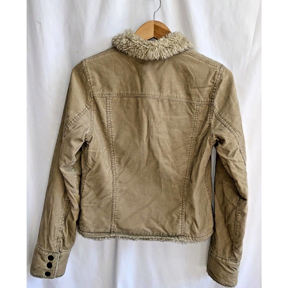 Abercrombie & Fitch VTG Y2K Beige Corduroy Sherpa Lined Trucker Jacket Size M - Picture 3 of 4